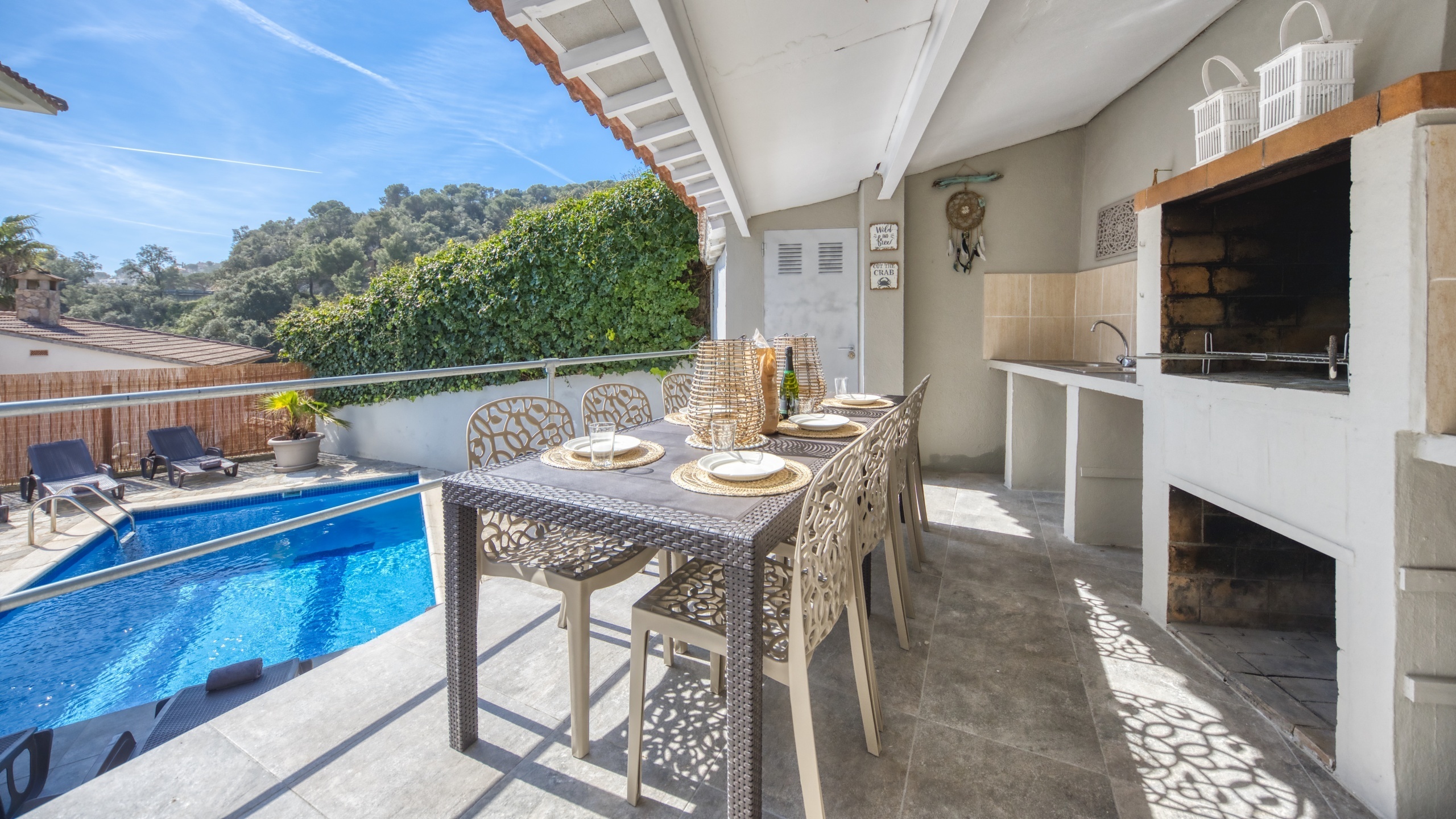 Ferienhäuser Costa Brava Spanien - Villa Rosa - Essecke